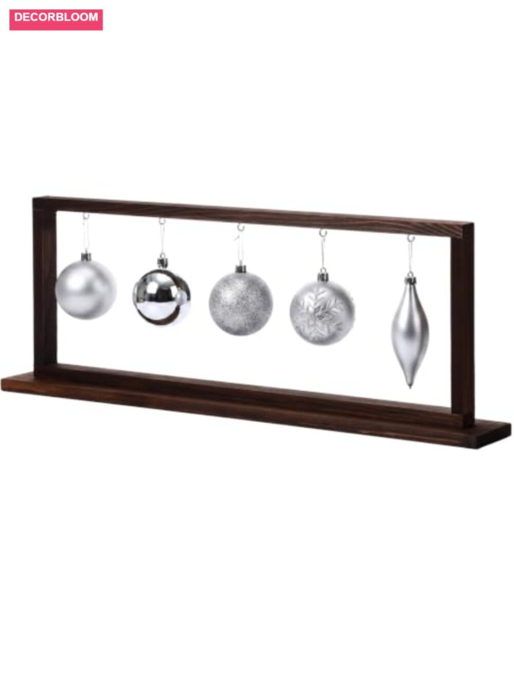 Rustic Stained Wooden Christmas Ornament Display Stand 28'' with 5 Hooks